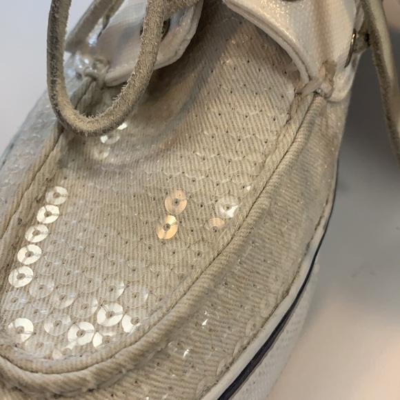Sperry Top Sider sequined white tennis shoes size 5 1/2 - Picture 2 of 9